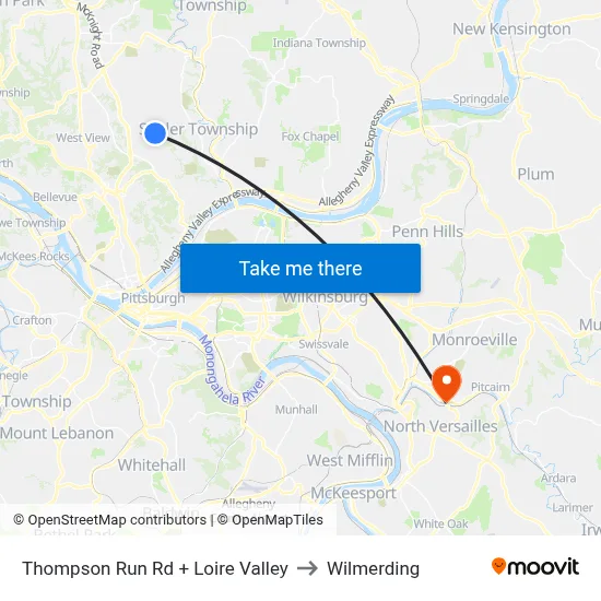 Thompson Run Rd + Loire Valley to Wilmerding map