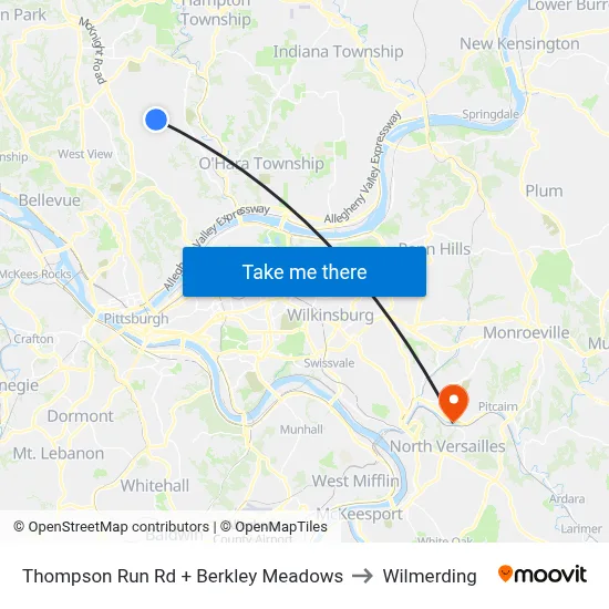 Thompson Run Rd + Berkley Meadows to Wilmerding map