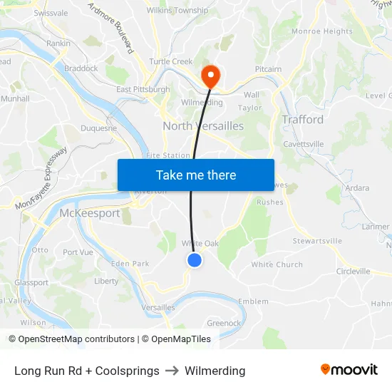 Long Run Rd + Coolsprings to Wilmerding map