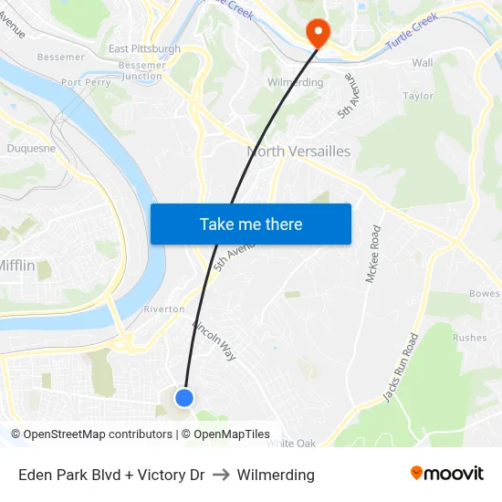 Eden Park Blvd + Victory Dr to Wilmerding map