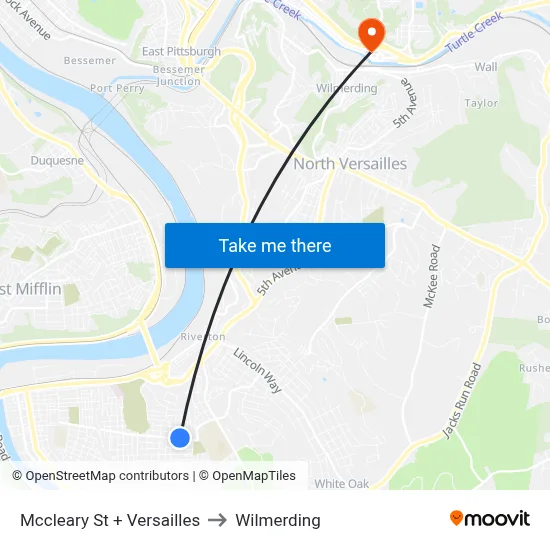 Mccleary St + Versailles to Wilmerding map