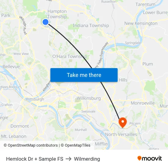 Hemlock Dr + Sample FS to Wilmerding map