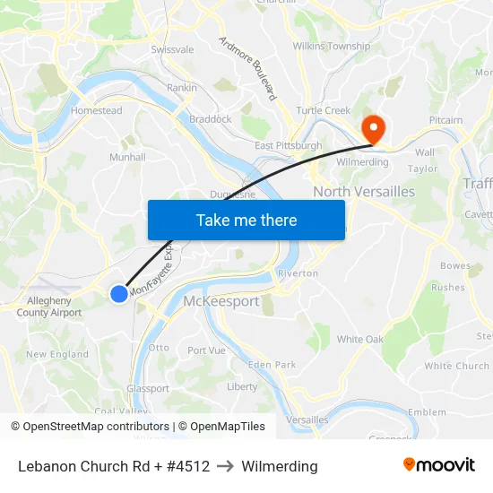 Lebanon Church Rd + #4512 to Wilmerding map
