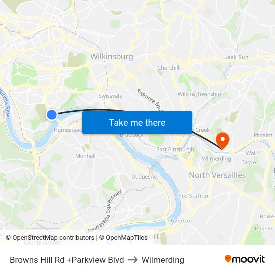 Browns Hill Rd +Parkview Blvd to Wilmerding map