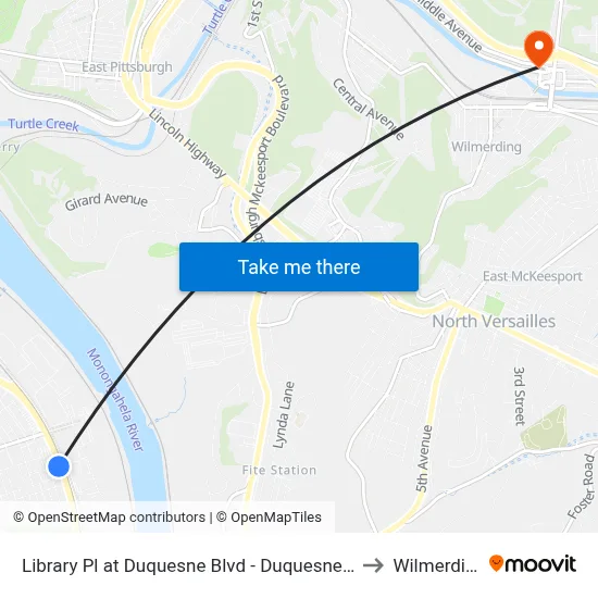 Library Pl at Duquesne Blvd - Duquesne Pnr to Wilmerding map