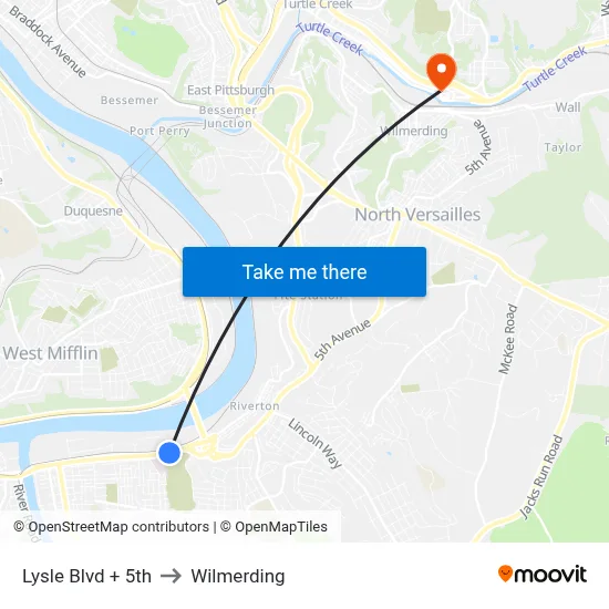 Lysle Blvd + 5th to Wilmerding map