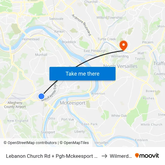 Lebanon Church Rd + Pgh-Mckeesport Blvd FS to Wilmerding map