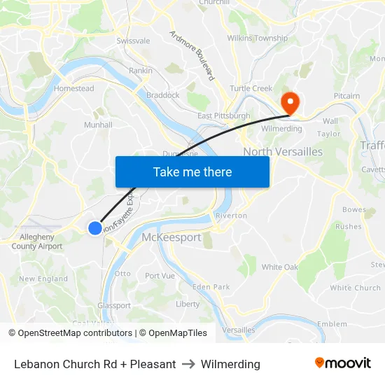 Lebanon Church Rd + Pleasant to Wilmerding map