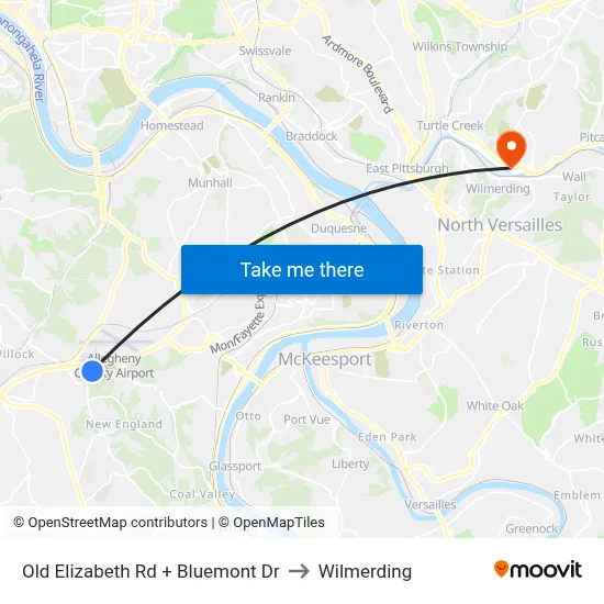 Old Elizabeth Rd + Bluemont Dr to Wilmerding map