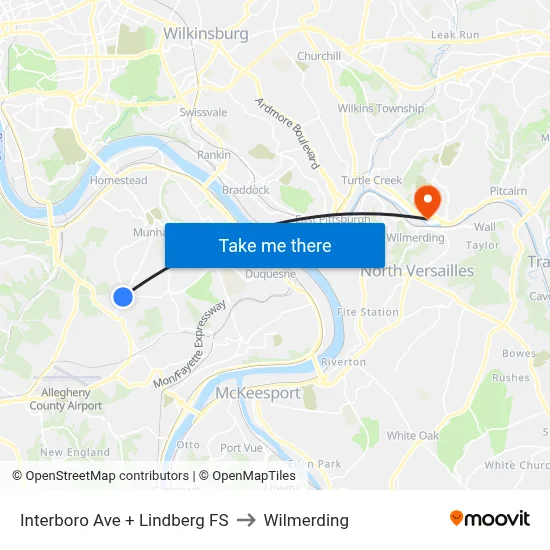 Interboro Ave + Lindberg FS to Wilmerding map