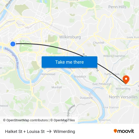 Halket St + Louisa St to Wilmerding map