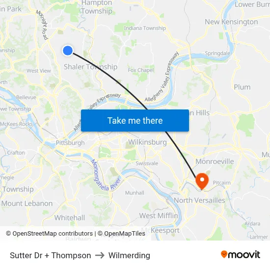 Sutter Dr + Thompson to Wilmerding map