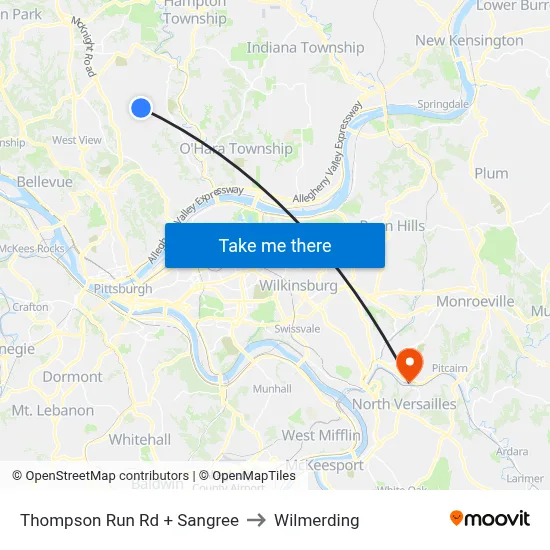 Thompson Run Rd + Sangree to Wilmerding map