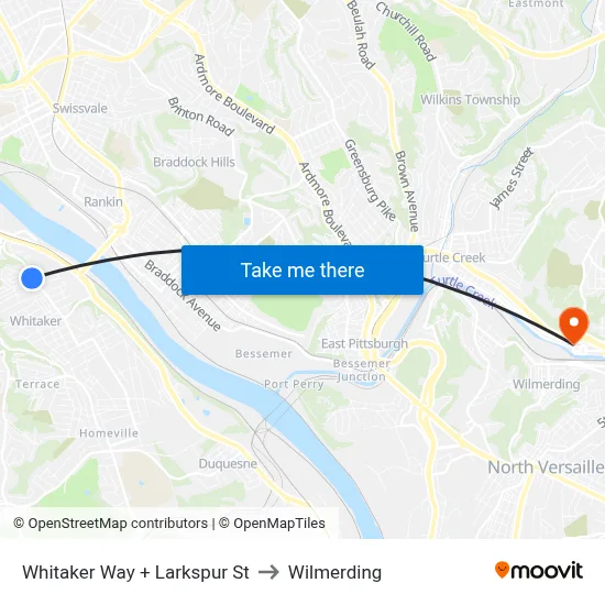Whitaker Way + Larkspur St to Wilmerding map