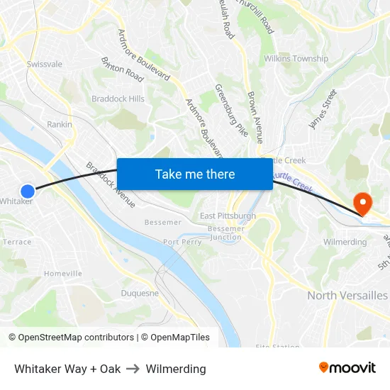 Whitaker Way + Oak to Wilmerding map