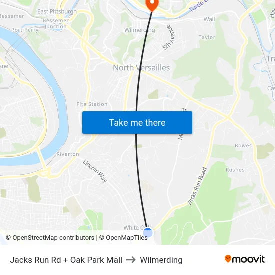 Jacks Run Rd + Oak Park Mall to Wilmerding map