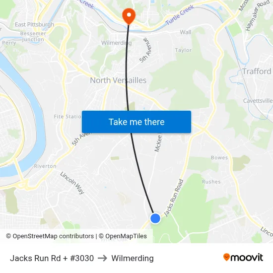 Jacks Run Rd + #3030 to Wilmerding map