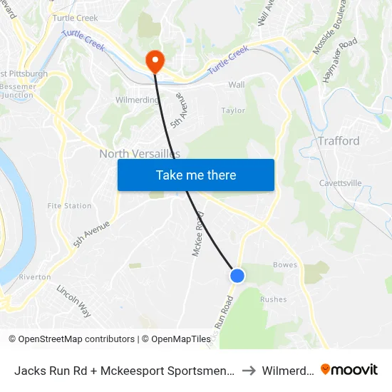 Jacks Run Rd + Mckeesport Sportsmens Assoc to Wilmerding map