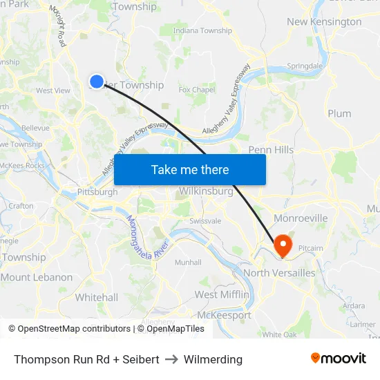 Thompson Run Rd + Seibert to Wilmerding map
