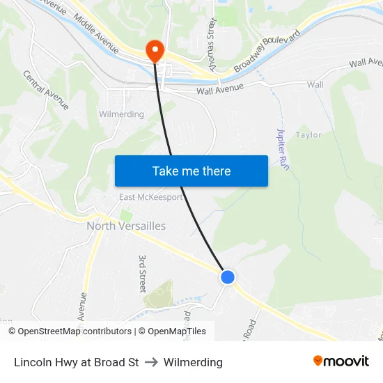 Lincoln Hwy at Broad St to Wilmerding map