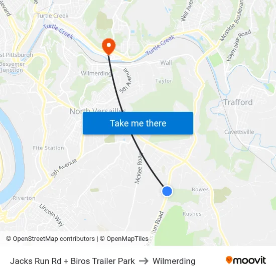 Jacks Run Rd + Biros Trailer Park to Wilmerding map