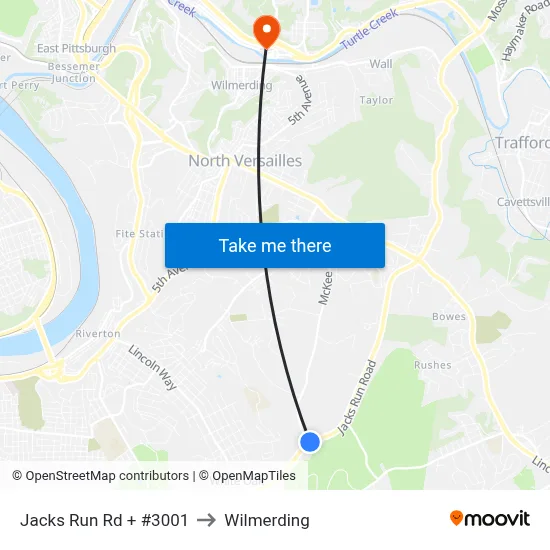 Jacks Run Rd + #3001 to Wilmerding map