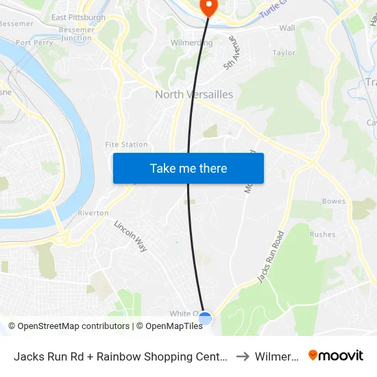 Jacks Run Rd + Rainbow Shopping Center Entrance to Wilmerding map
