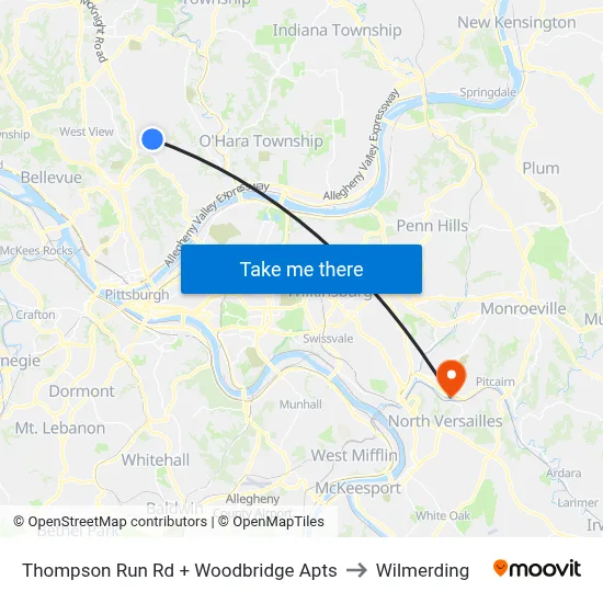 Thompson Run Rd + Woodbridge Apts to Wilmerding map