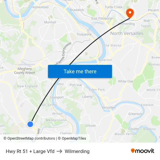 Hwy Rt 51 + Large Vfd to Wilmerding map