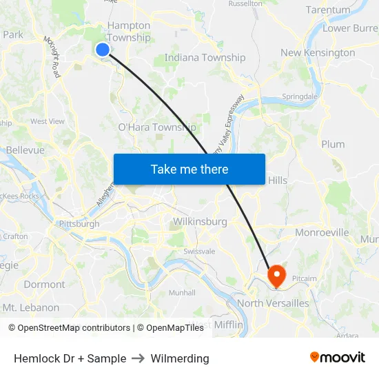Hemlock Dr + Sample to Wilmerding map