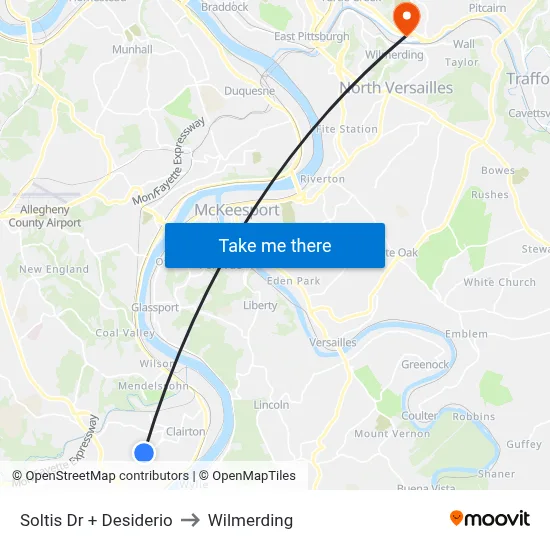 Soltis Dr + Desiderio to Wilmerding map
