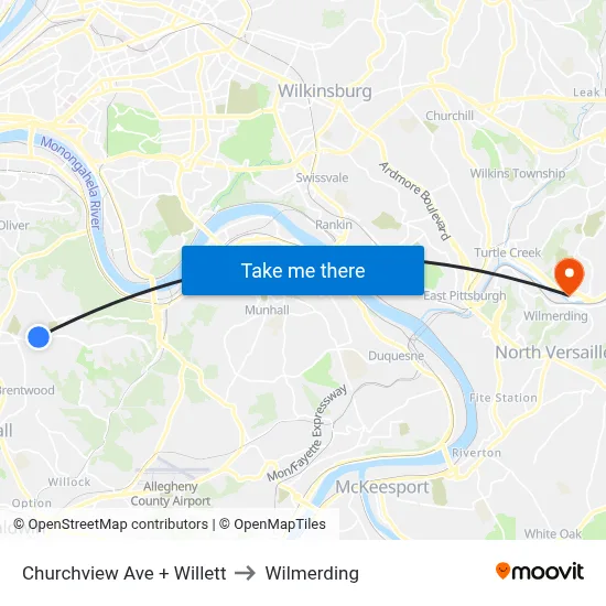 Churchview Ave + Willett to Wilmerding map