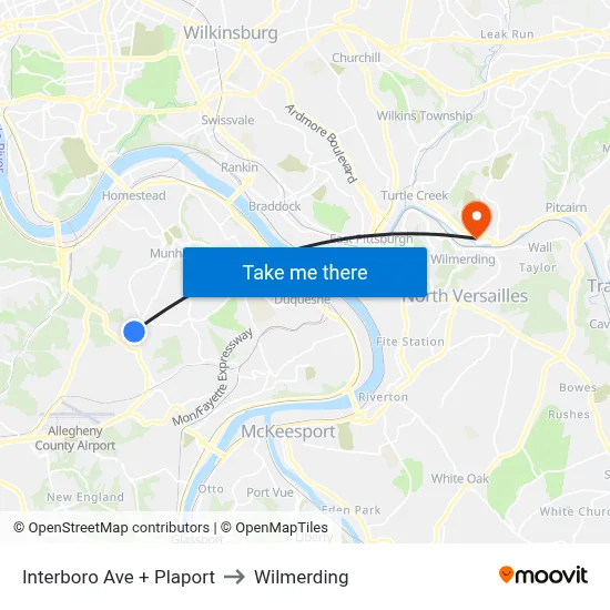 Interboro Ave + Plaport to Wilmerding map