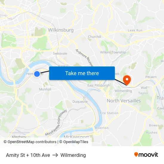 Amity St + 10th Ave to Wilmerding map