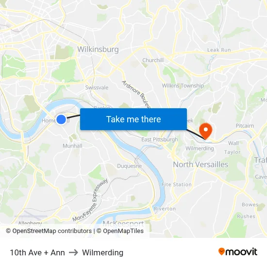 10th Ave + Ann to Wilmerding map