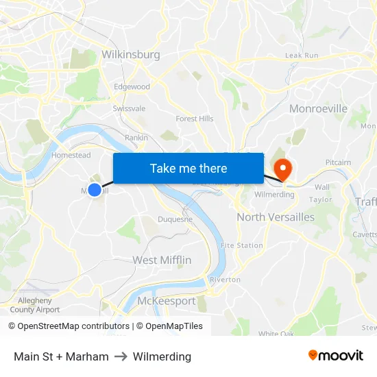 Main St + Marham to Wilmerding map