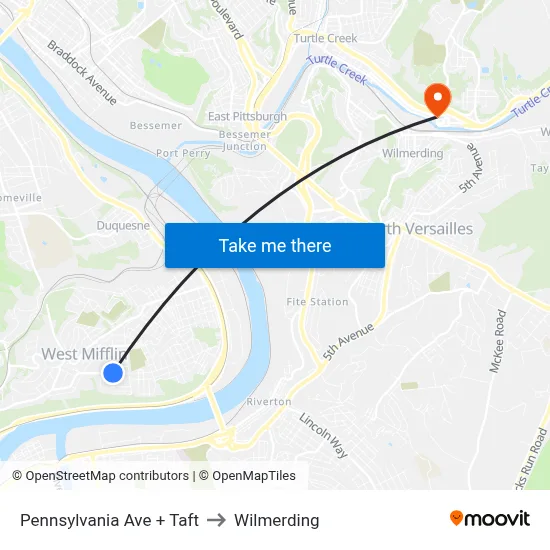 Pennsylvania Ave + Taft to Wilmerding map