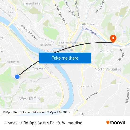 Homeville Rd Opp Castle Dr to Wilmerding map