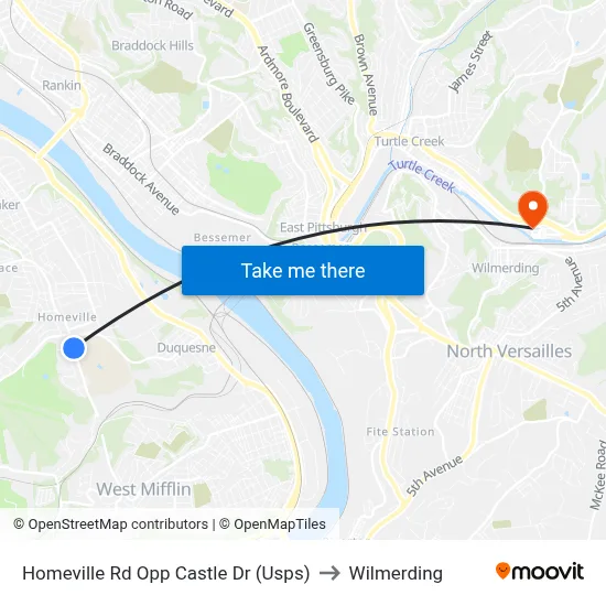 Homeville Rd Opp Castle Dr (Usps) to Wilmerding map