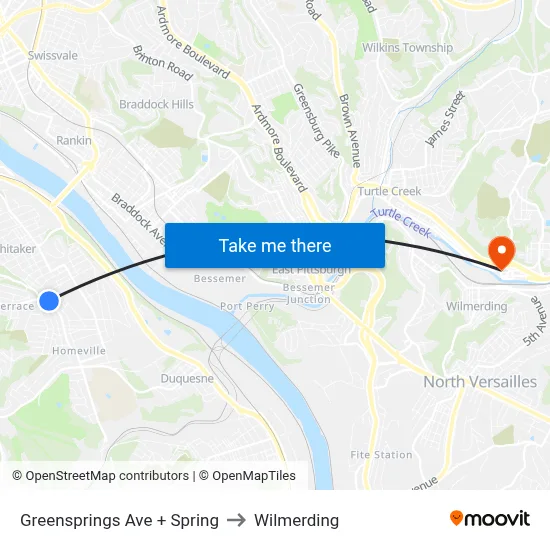 Greensprings Ave + Spring to Wilmerding map