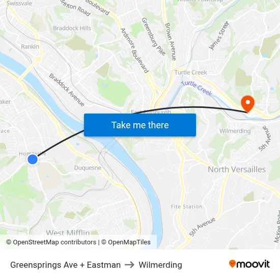 Greensprings Ave + Eastman to Wilmerding map