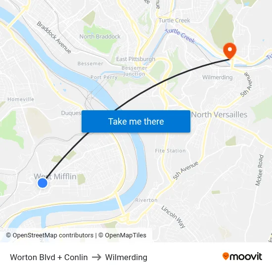 Worton Blvd + Conlin to Wilmerding map