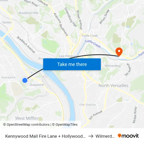 Kennywood Mall Fire Lane + Hollywood Video to Wilmerding map