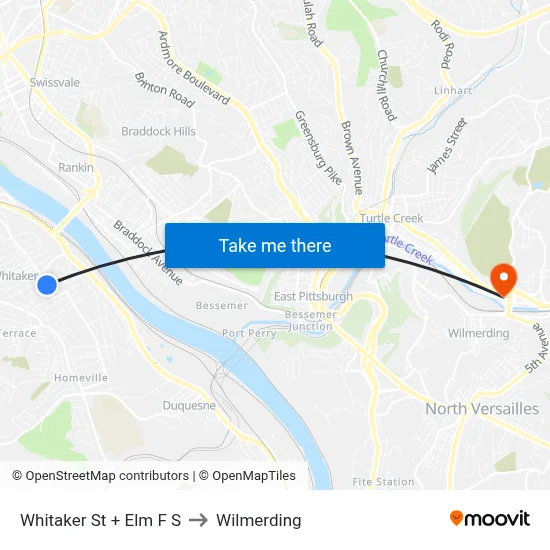 Whitaker St + Elm F S to Wilmerding map