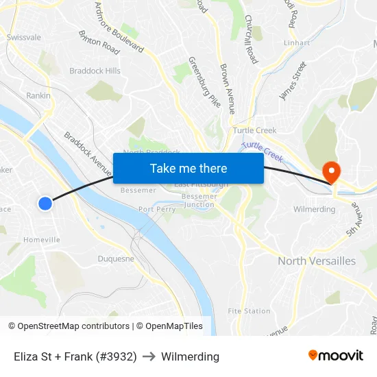 Eliza St + Frank (#3932) to Wilmerding map