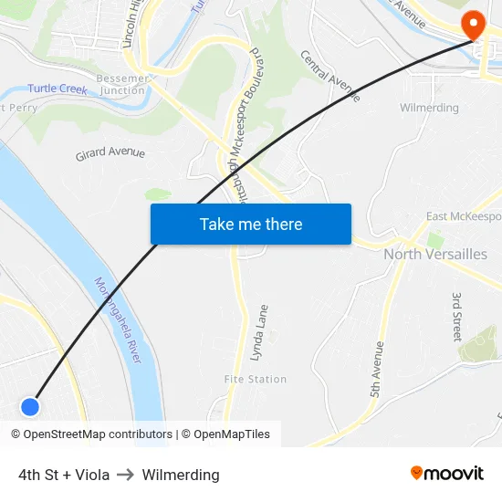 4th St + Viola to Wilmerding map