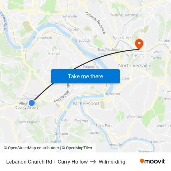 Lebanon Church Rd + Curry Hollow to Wilmerding map