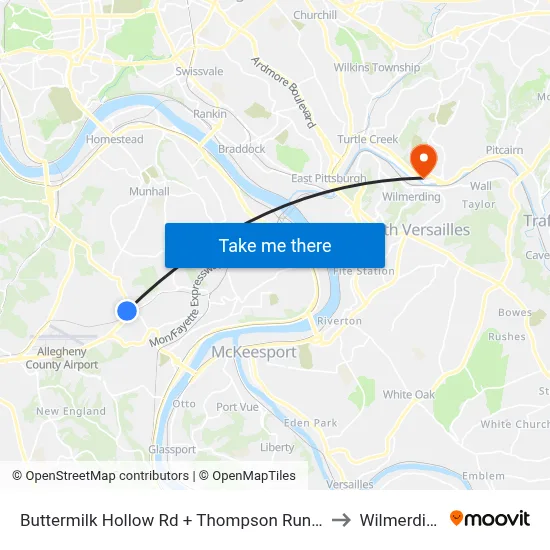 Buttermilk Hollow Rd + Thompson Run FS to Wilmerding map
