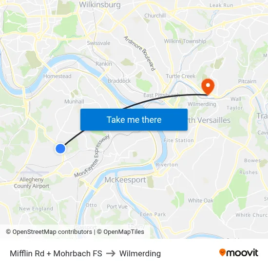 Mifflin Rd + Mohrbach FS to Wilmerding map
