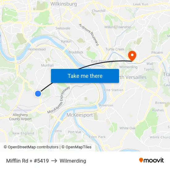 Mifflin Rd + #5419 to Wilmerding map